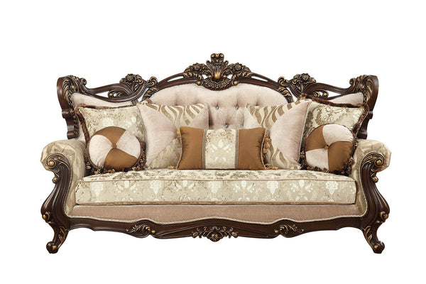 42' X 90' X 51' Fabric Walnut Upholstery Wood LegTrim Sofa w7 Pillows