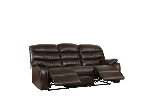 Dark Brown Faux Leather Reclining Sofa