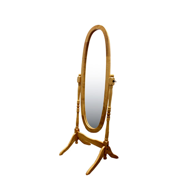 Classic Natural Finish Cheval Standing Oval Mirror