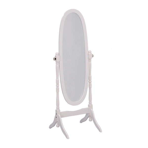 Classic White Finish Cheval Standing Oval Mirror