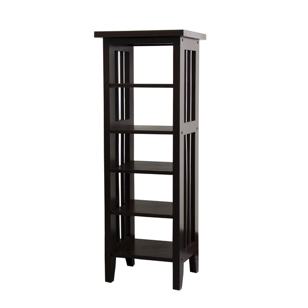 Dark Espresso Mission Style Five Shelf Tower Bookcase