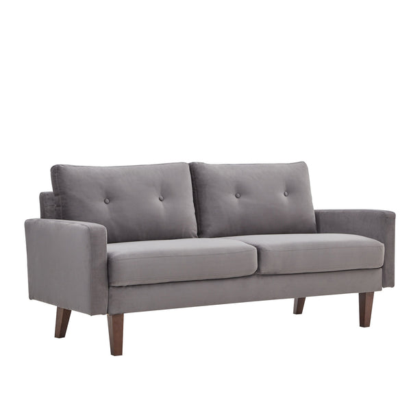 Gray Velvet Modern Tufted Modular Sofa