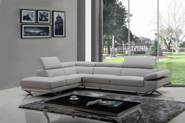 Modern Light Gray Faux Leather Left Facing Sectional Sofa