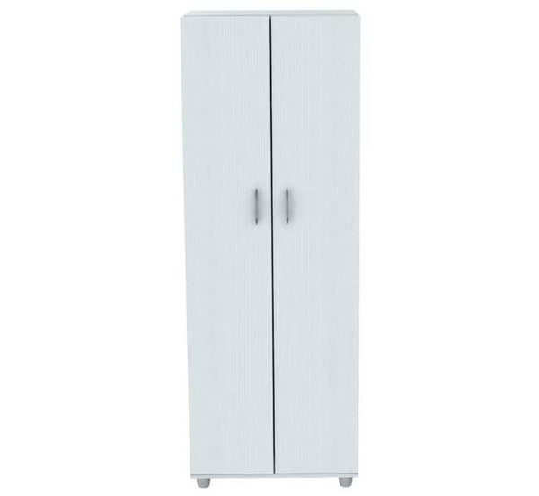 White Finish Wood Storage Cabinet with Two Doors