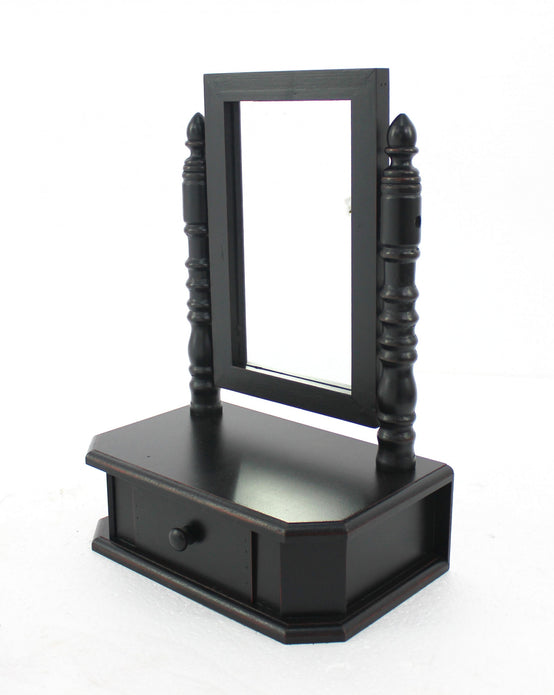 8.5 x 14 x 20 Black Traditional Drawer  Table Mirror