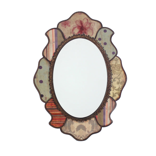 21.65 x 31.5 Multi-Color Retro Style Decorative Wooden - Wall Mirror