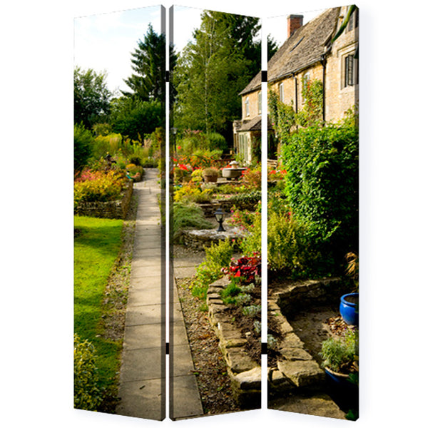 1" x 48" x 72" Multi Color Wood Canvas English Garden  Screen