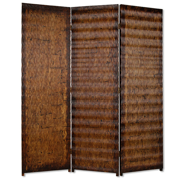 1" x 63" x 72" Brown Wood 3 Panel  Screen