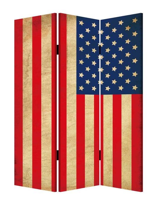 1 x 48 x 72 Multi Color Wood Canvas American Flag  Screen