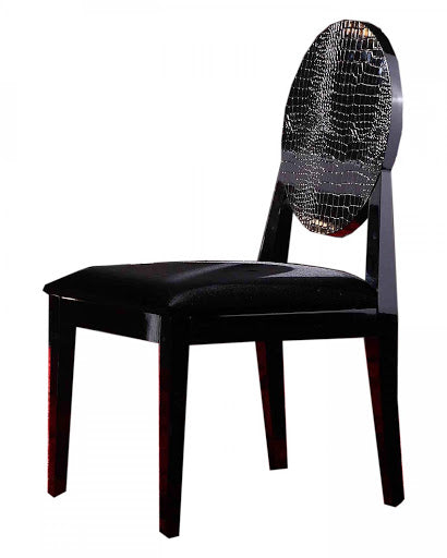 Two 38' Black Velour and Wood Dining Chairs