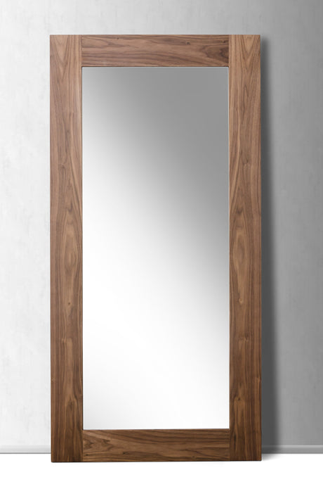 79' Walnut MDF  Veneer  and Glass Mirror