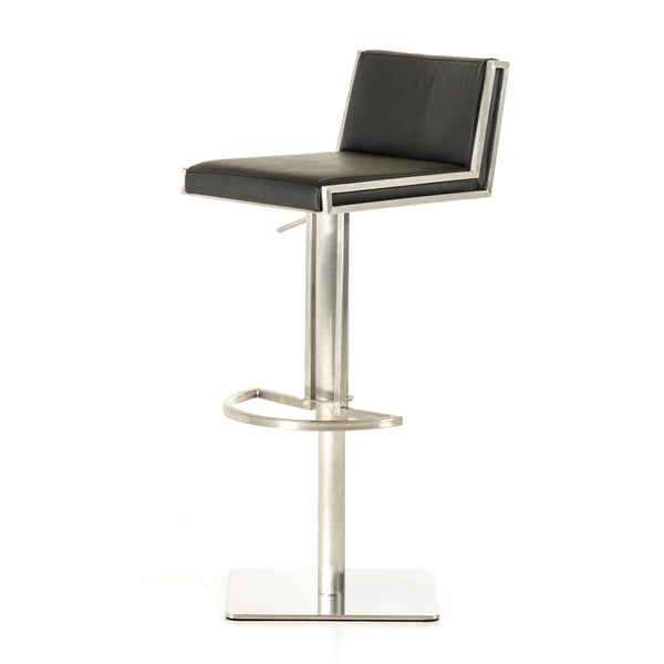 40' Black and Walnut Leatherette  Veneer  and Steel Bar Stool