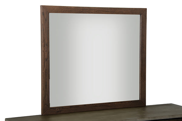 35' Dark Aged Oak Wood and Glass Mirror