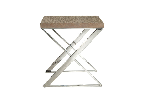 Modern Ash and Steel End Table