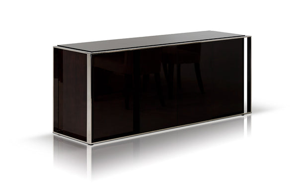 31' Ebony Lacquer MDF  Glass  and Steel Buffet