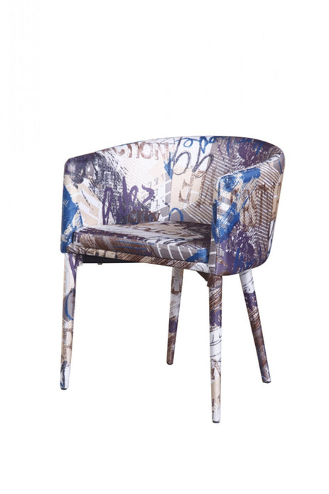 Modern Pattern Fabric Wrapped Dining  or Accent Chair