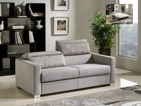 38' Grey Fabric  Foam  Wood  and Steel Sofa Bed