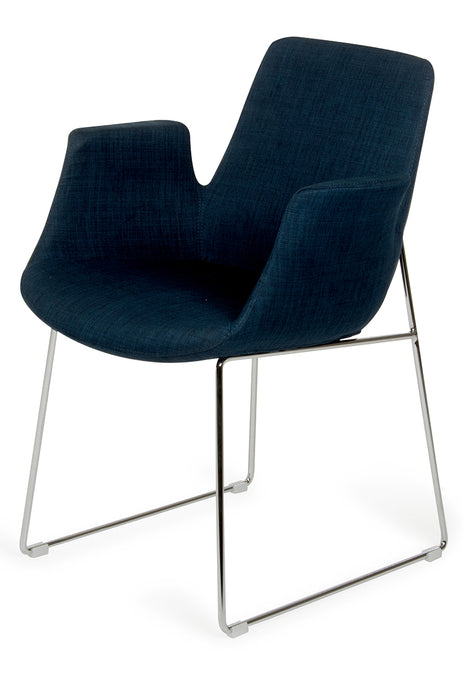 33' Blue Fabric  Polyester  and Metal Dining Chair