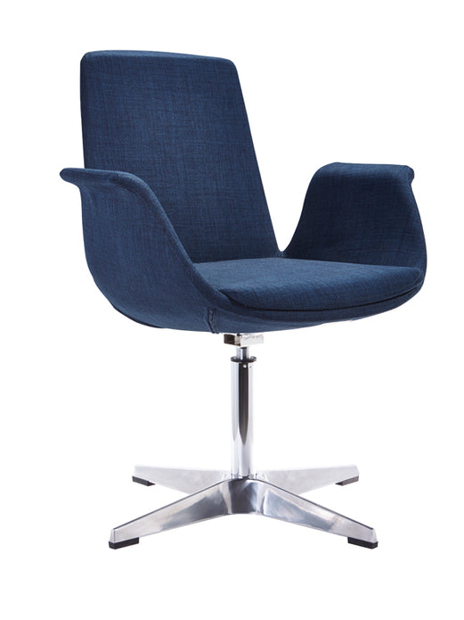 35' Blue Fabric  Polyester  and Aluminum Accent Chair