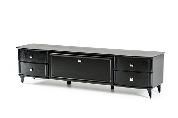 22' Black Crocodile Lacquer Glass TV Cabinet