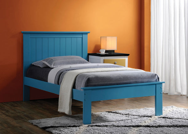 Queen Bed, Blue - Poplar Wood Blue