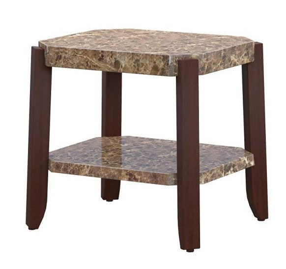 Faux Marble And Brown End Table