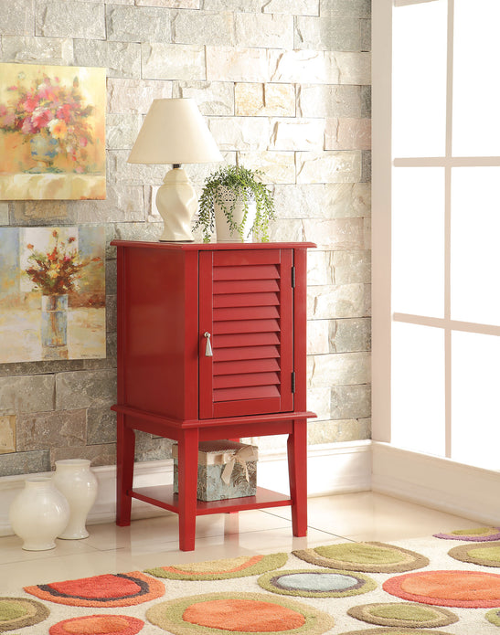 Side Table, Red - MDF, Wood (Solid), No Ven Red