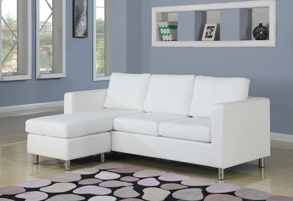 79' X 33' X 28' White Pu Reversible Chaise Sectional Sofa