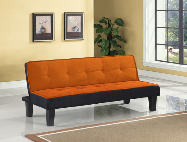 66' X 29' X 28' Orange Flannel Fabric Adjustable Couch