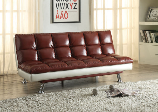 Adjustable Sofa, Dark Red PU - PU, Foam, Memory Foam, Me Dark Red PU