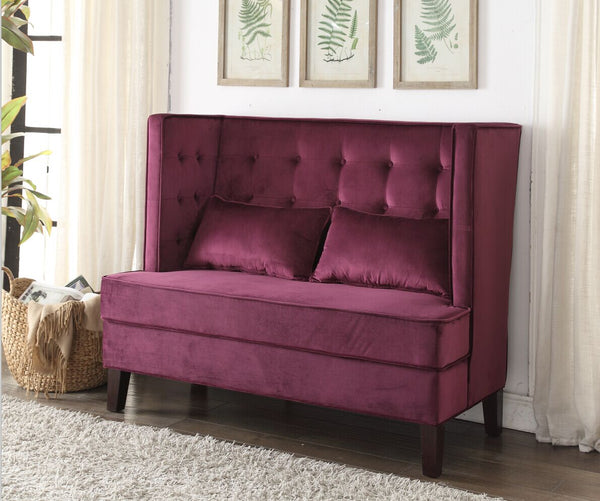 Settee With 2 Pillows Magenta Fabric - Fabric Rubber Wood Plyw Magenta Fabric