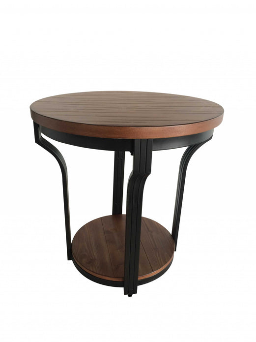 End Table (1 Shelf) Oak  Black - MDF Metal Oak  Black