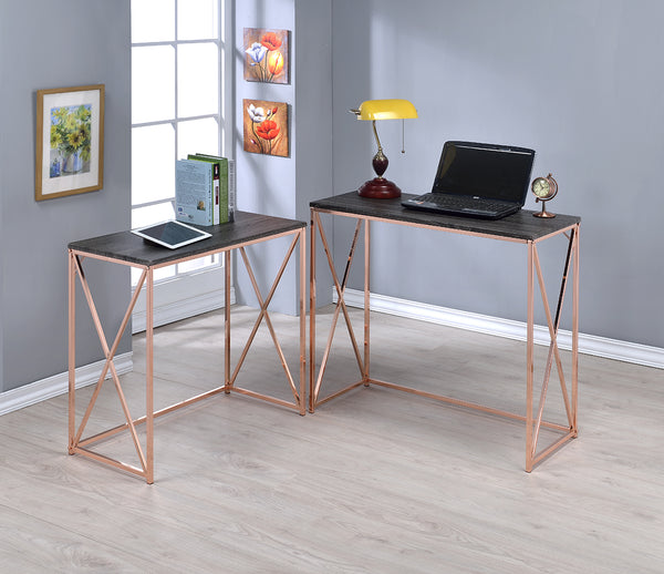 Set of 2 Rose Gold Dark Gray Desks