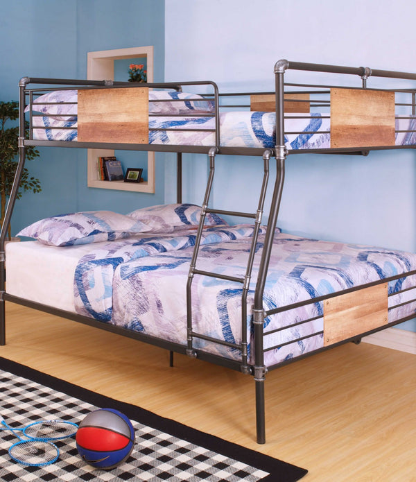 83' X 65' X 68' Sandy Black  Dark Bronze HandBrushed Full Xl Over Queen Bunk Bed