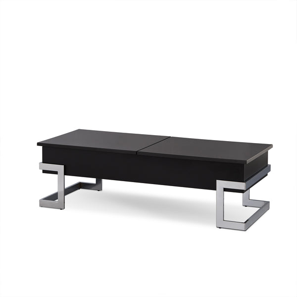 47' X 20' X 14-24' Black And Chrome Particle Board Coffee Table