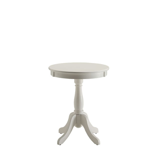 Cottage White Wood Pedestal Side or End Table