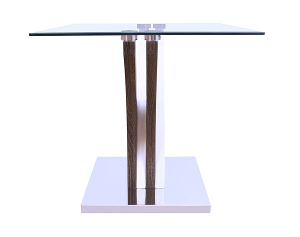 Dark Wood and White Glass Side Table