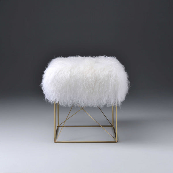 17' X 17' X 19' Wool And Gold Brass Ottoman