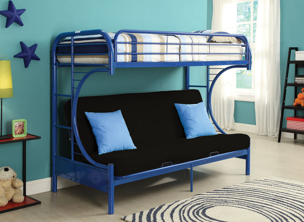 78' X 41' X 65' Twin Over Full Navy Metal Tube Futon Bunk Bed