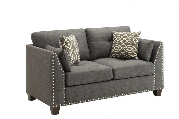 58' X 31' X 35' Light Charcoal Linen Loveseat