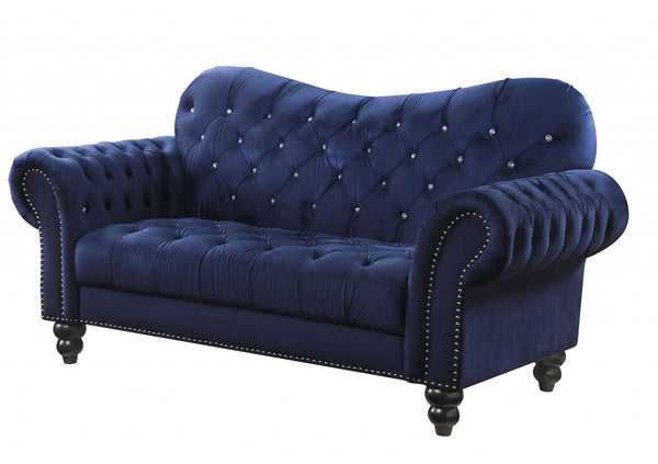 76' X 37' X 39' Navy Velvet Loveseat