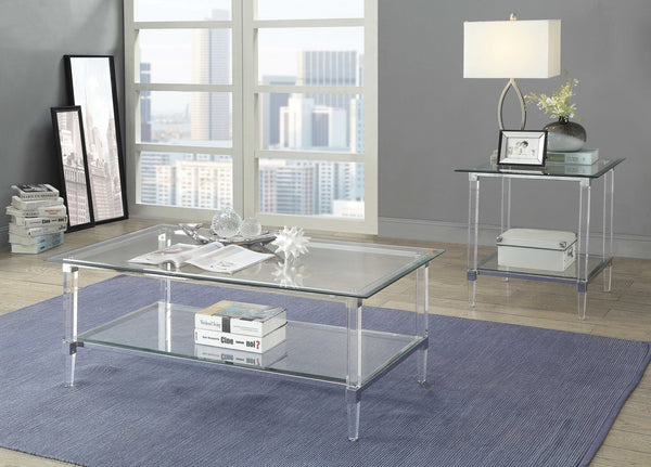 48' X 26' X 18' Clear Acrylic Chrome And Clear Glass Coffee Table