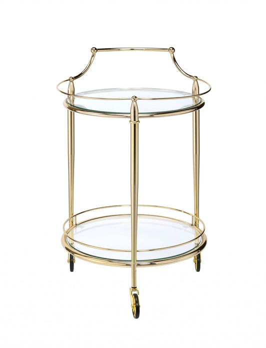 21' X 20' X 31' Gold And Clear Glass Serving Cart