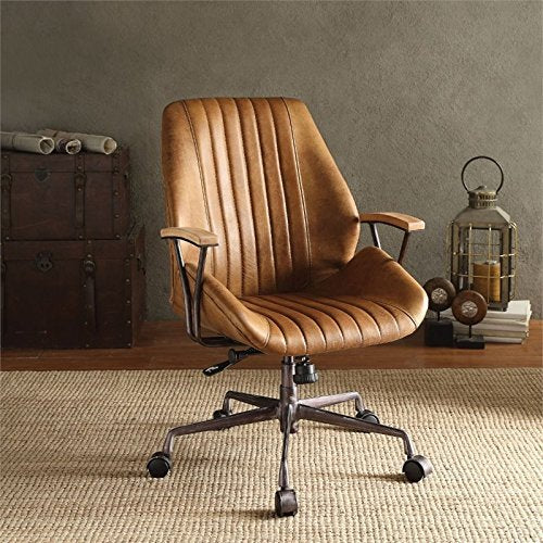 24' X 28' X 3740' Coffee Top Grain Leather Metallic Executive Office Chair