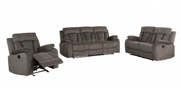 120" Modern Brow Fabric Sofa Set