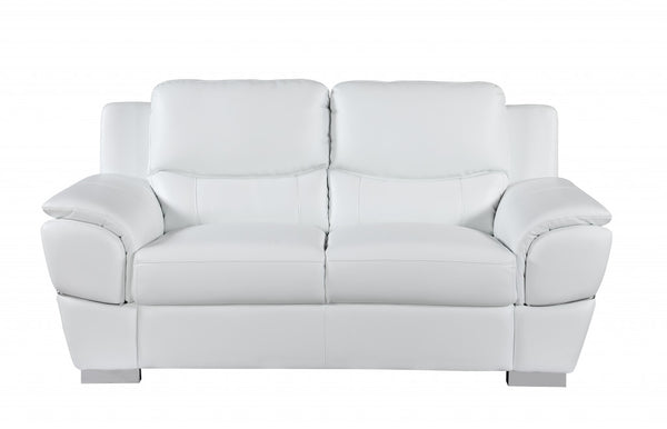 37" Chic White Leather Loveseat