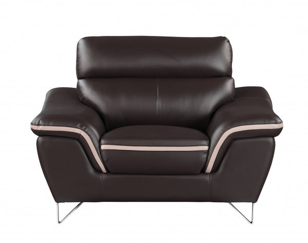 36" Brown Contemporary Leather Loveseat