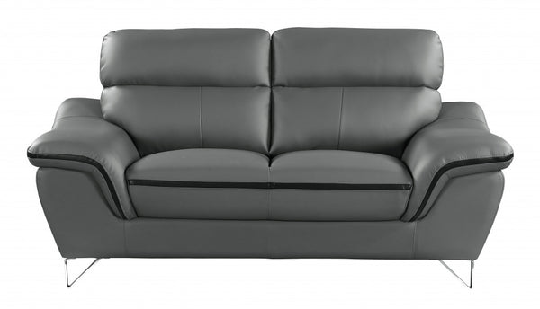 36" Charming Grey Leather Sofa