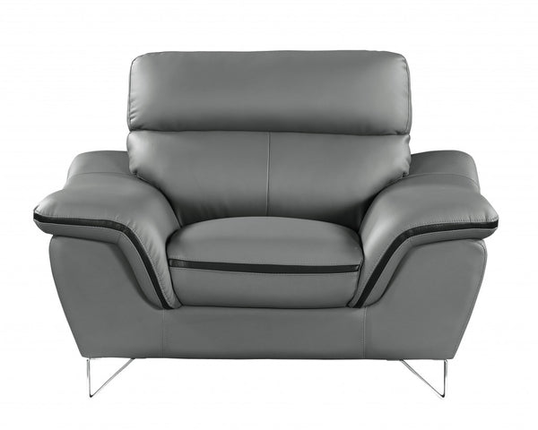 36" Gray Contemporary Leather Chair