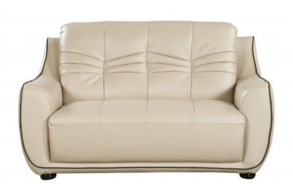 36" Elegant Beige Leather Loveseat